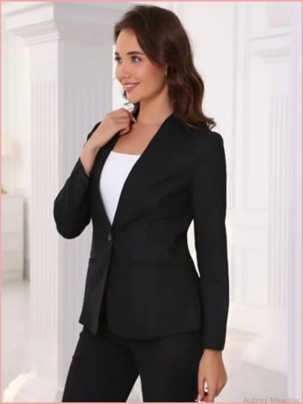 Women's Linen Blazer Casual Spring Lightweight Long Sleeve Single Breasted Work